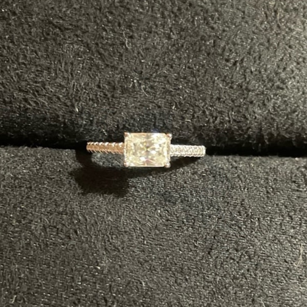 Gorgeous Certified 1.0 Carat Emerald Cut White Moissanite Diamond Solitaire